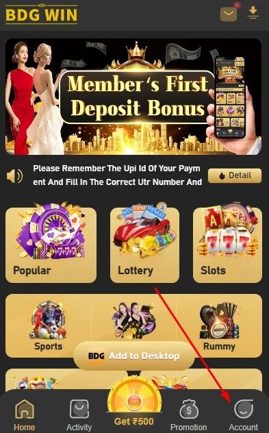 BDG Win account section